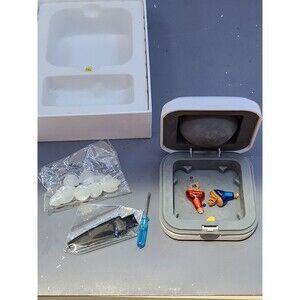 Nano CIC OTC Digital Hearing Aids Pair Red Blue Battery Operated Box Accessories